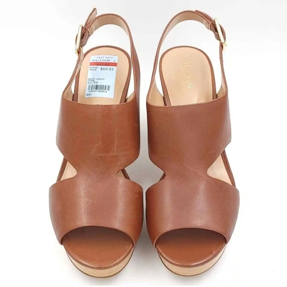 Lauren Ralph Lauren Feono Leather Peep Toe Slingback Sandals-10B - Picture 7 of 7